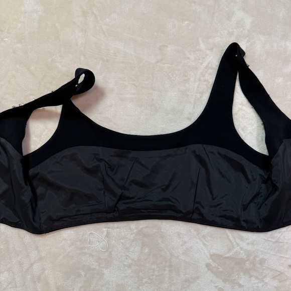 Black Matte Polyester & Satin Bralette Top w/ Rhinestone Diamond Pattern - Picture 5 of 14